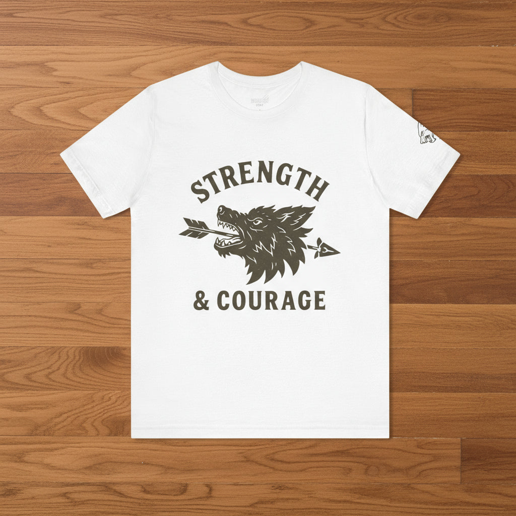 Strength & Courage Wolf T-Shirt - Motivational Graphic Tee