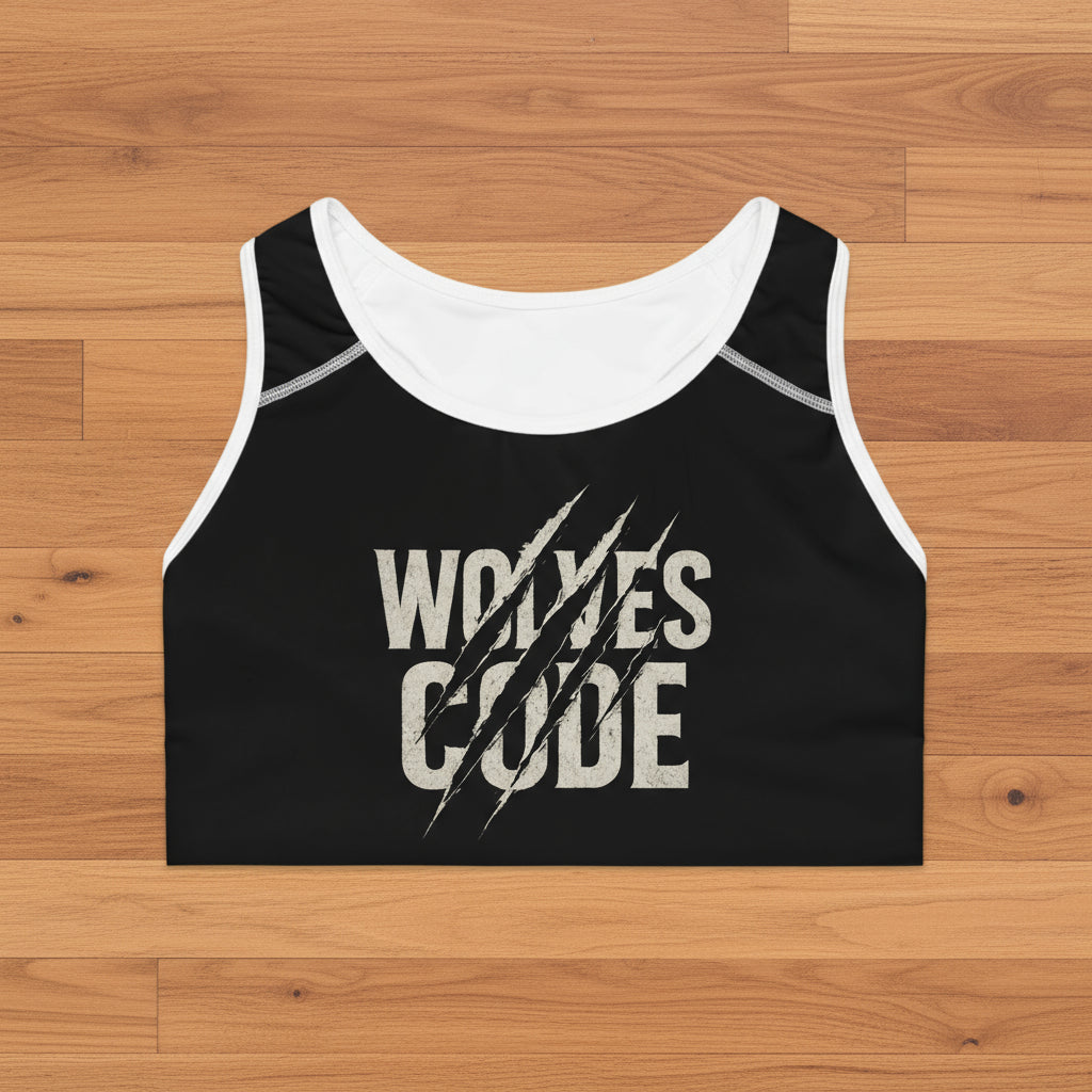 Wolves Code Sports Bra, Athletic Wear for Fitness, Gym, Running, Workout Apparel, Cool Design for Sports Lovers