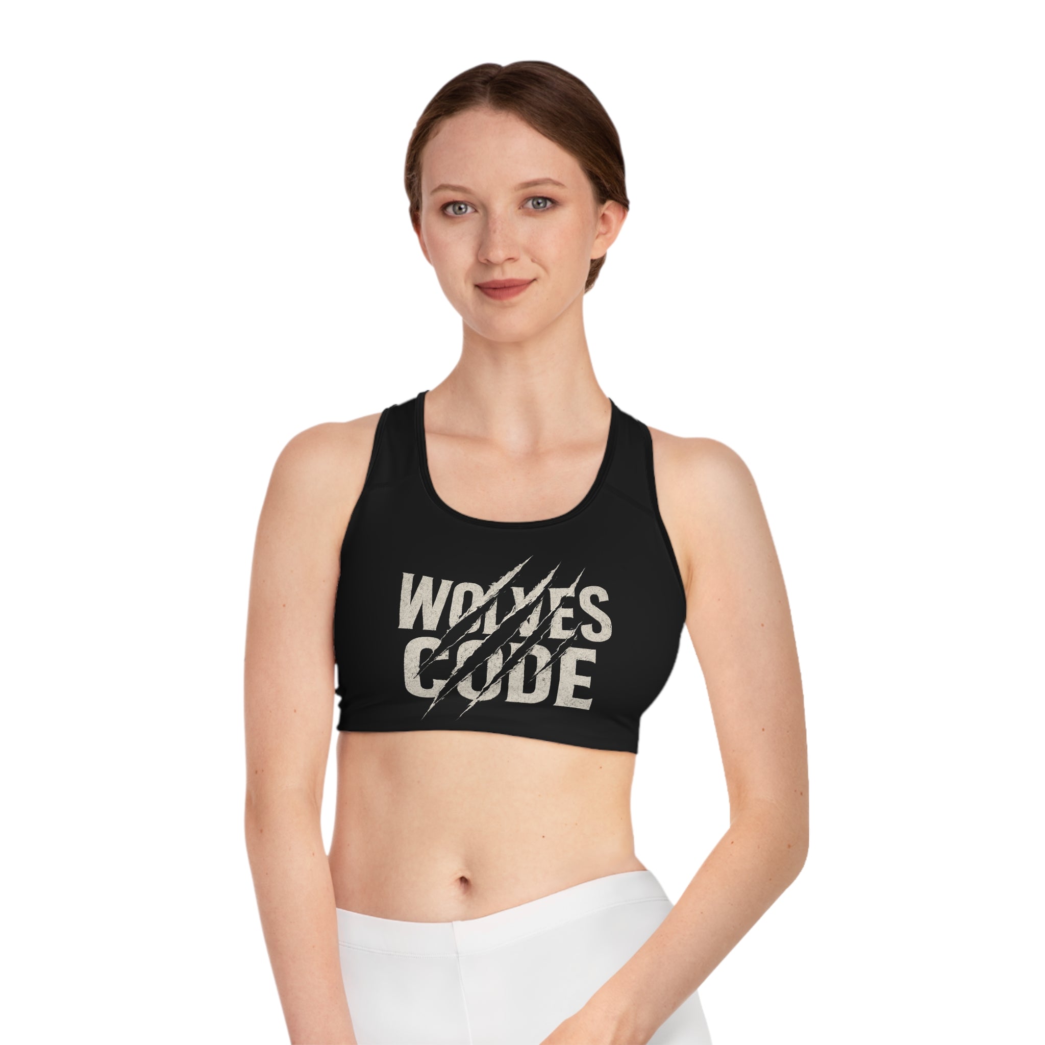 Wolves Code Sports Bra, Athletic Wear for Fitness, Gym, Running, Workout Apparel, Cool Design for Sports Lovers