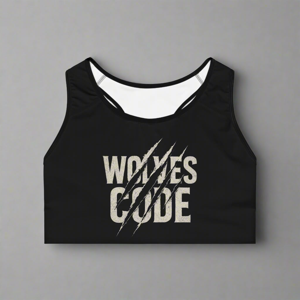Wolves Code Sports Bra, Athletic Wear for Fitness, Gym, Running, Workout Apparel, Cool Design for Sports Lovers