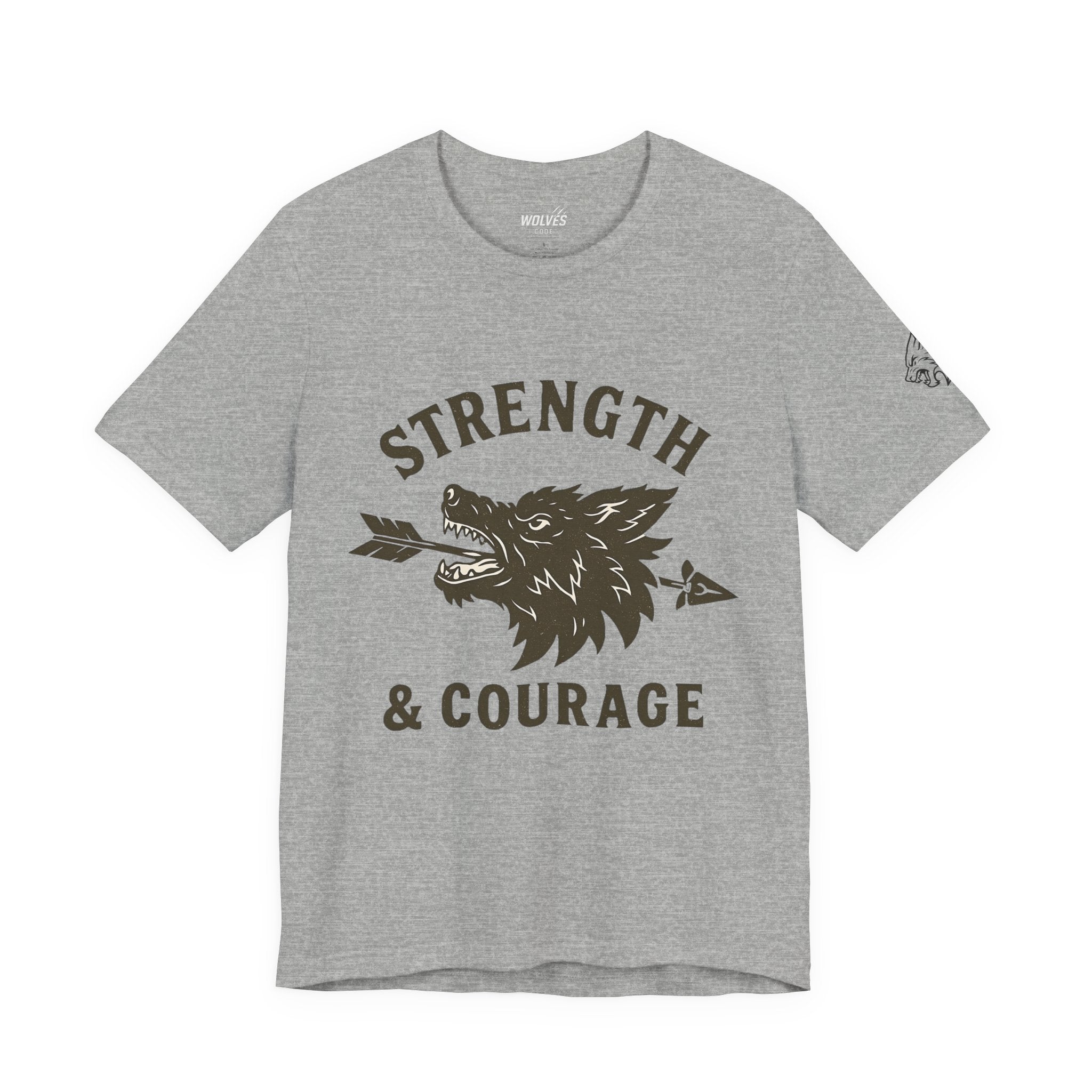 Strength & Courage Wolf T-Shirt - Motivational Graphic Tee
