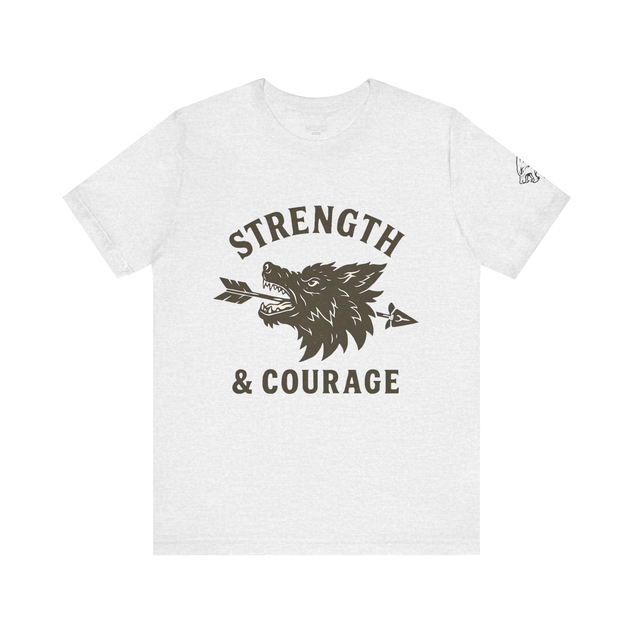 Strength & Courage Wolf T-Shirt - Motivational Graphic Tee