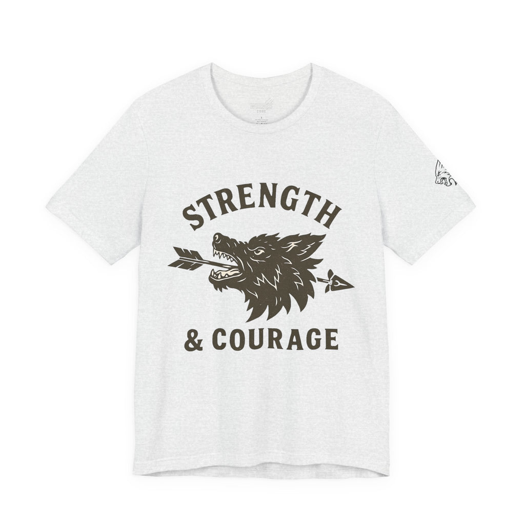 Strength & Courage Wolf T-Shirt - Motivational Graphic Tee