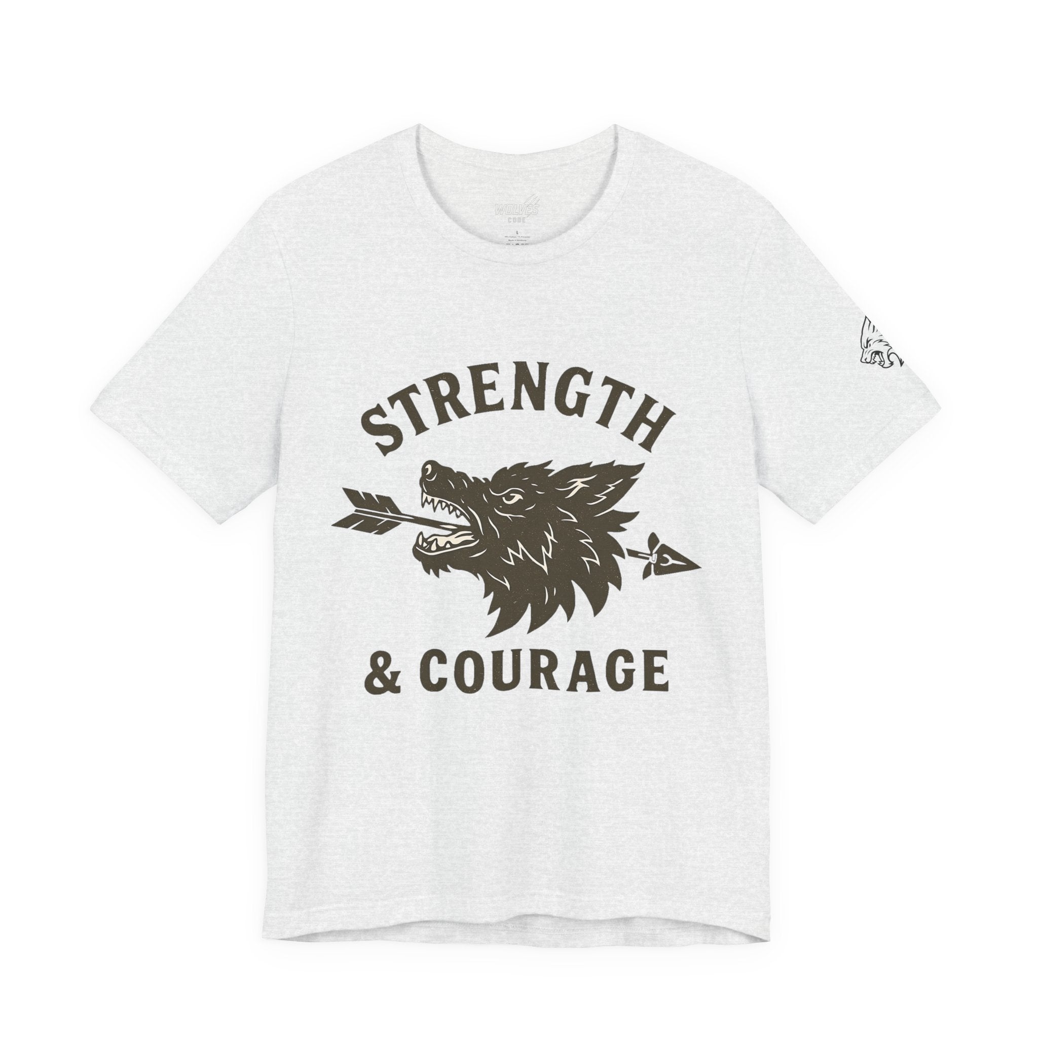 Strength & Courage Wolf T-Shirt - Motivational Graphic Tee
