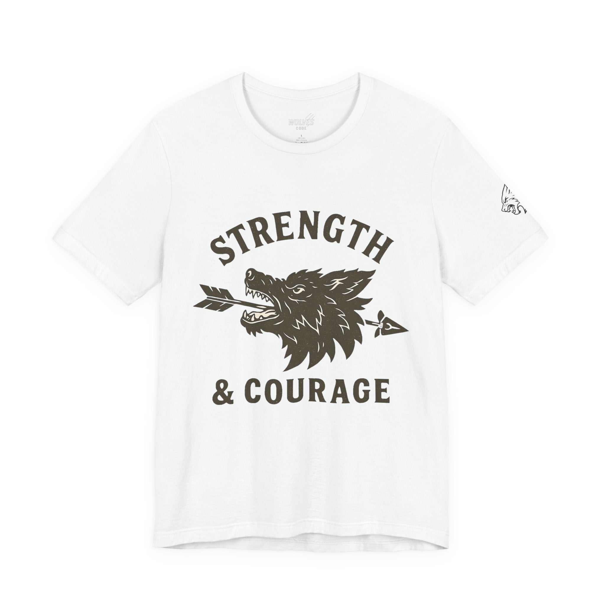 Strength & Courage Wolf T-Shirt - Motivational Graphic Tee