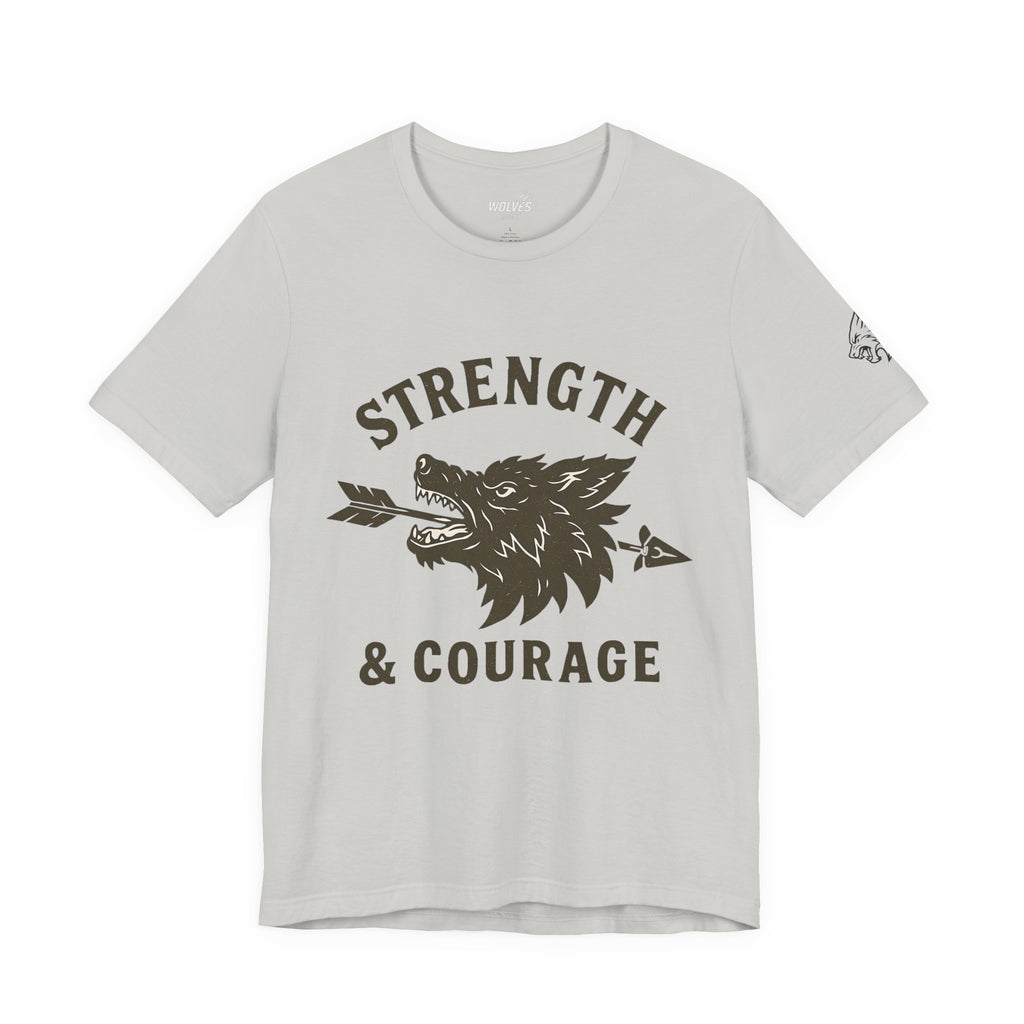 Strength & Courage Wolf T-Shirt - Motivational Graphic Tee