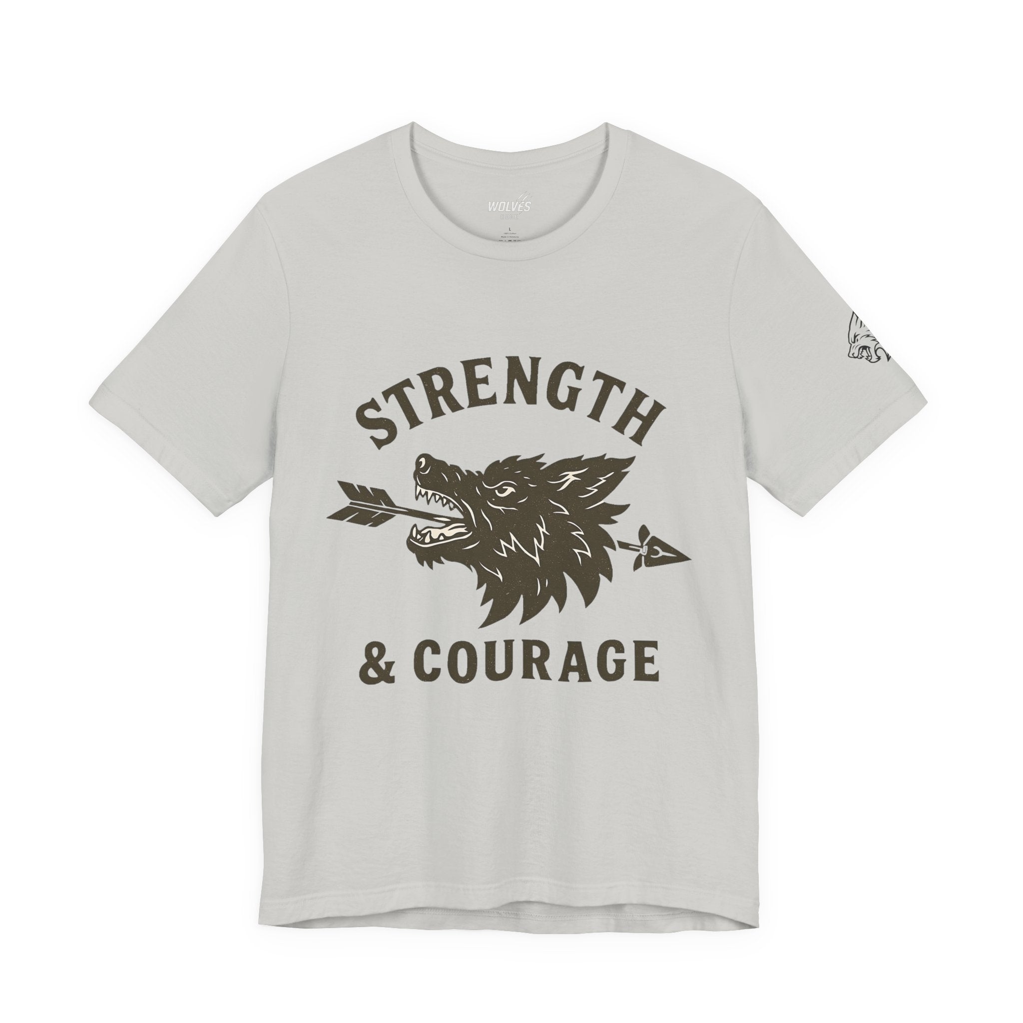 Strength & Courage Wolf T-Shirt - Motivational Graphic Tee