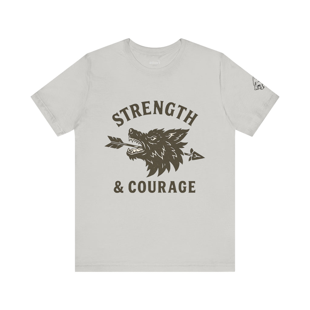 Strength & Courage Wolf T-Shirt - Motivational Graphic Tee