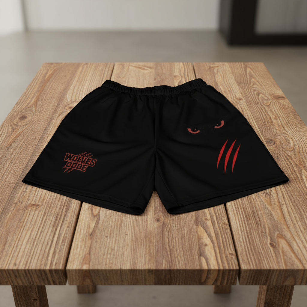 WOLVES CODE Men's Athletic Shorts - Red Wolf Eyes