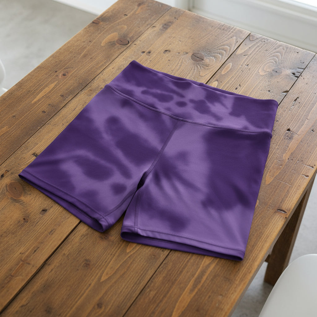 Wolves Code Purple Marble Yoga Shorts