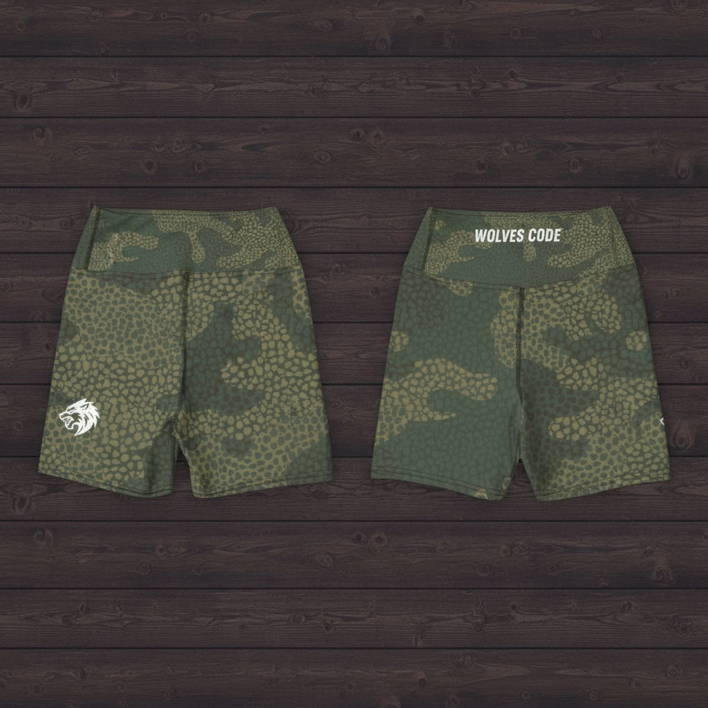 She Wolf Camouflage Yoga Shorts