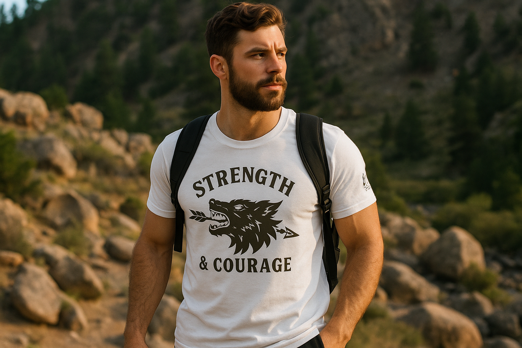 Strength & Courage Wolf T-Shirt Mockups